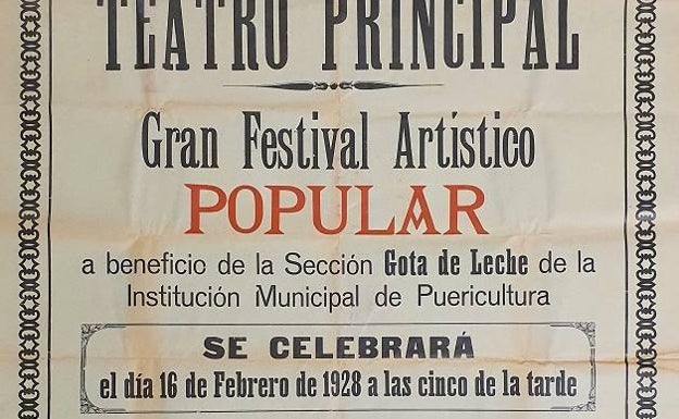 Cartel de un festival benéfico en 1928 conservado en el Archivo Municipal. 