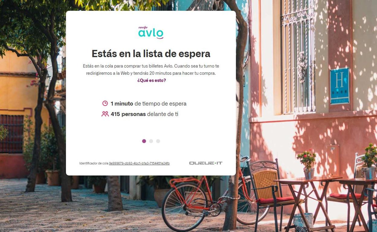 Web de venta de billetes de Avlo. 