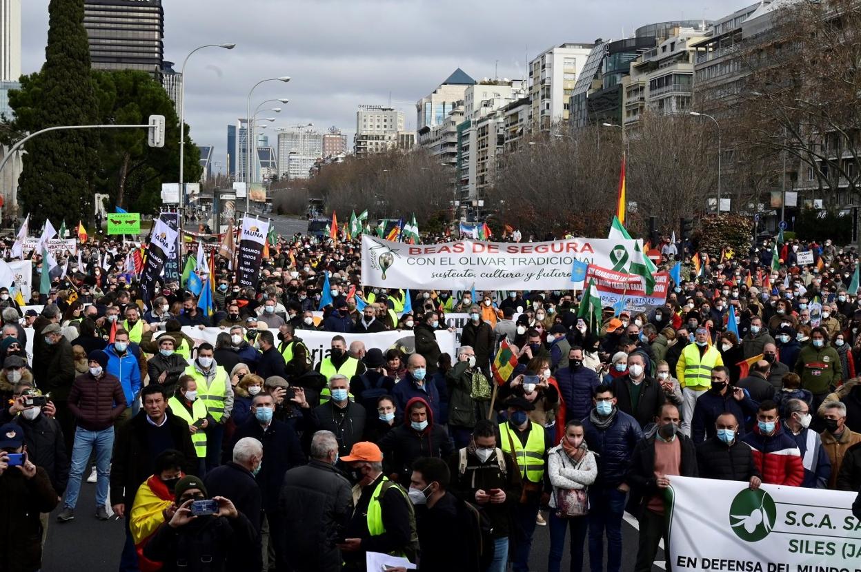 Miles de manifestantes, ayer, salieron a la calle en defensa del modo de vida rural efe