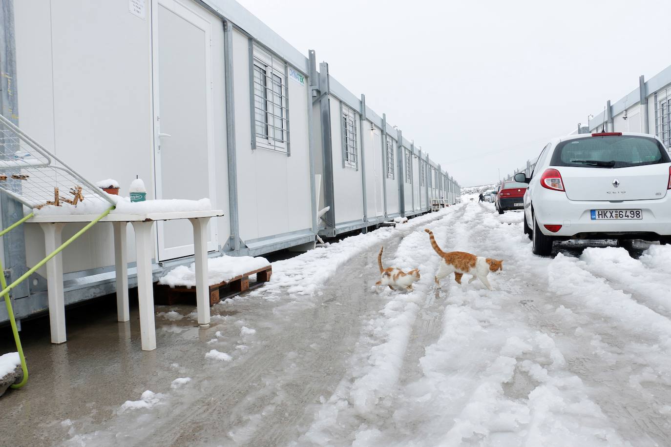 Nieve en Atenas provocada por la borrasca Elpis. 