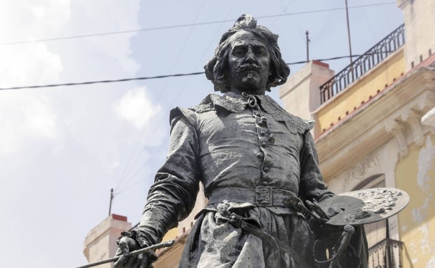 Escultura dedicada a José de Ribera que se encuentra en la plaza del Poeta Llorente. 