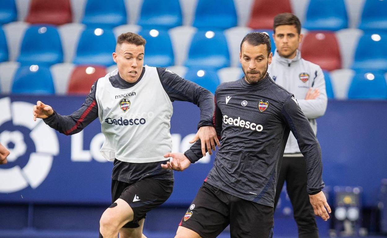 Clerc y Soldado, durante el entrenamiento de este martes.