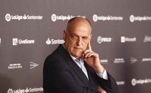 El presidente de la Liga, Javier Tebas, acudirá a los tribunales por su acuerdo con CVC. 