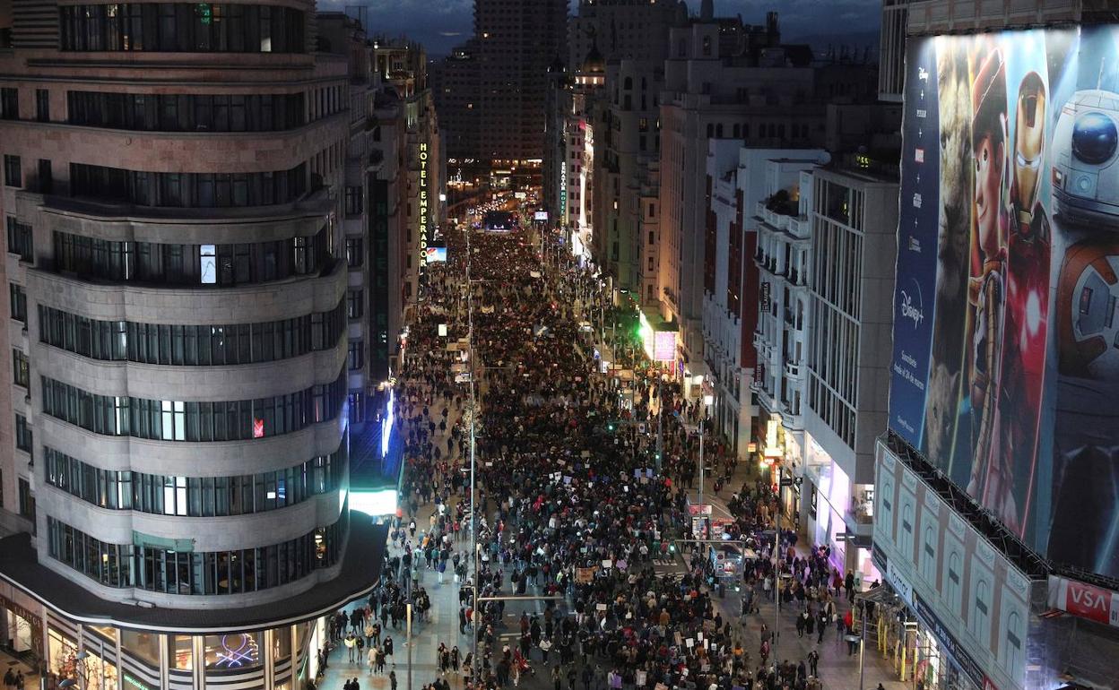 Manifestación del 8M en Madrid en 2020, días antes de que se decretara el estado de alarma. 