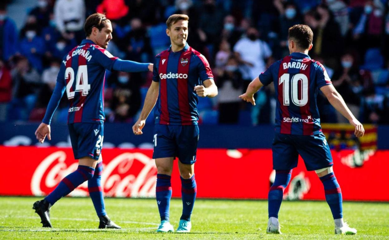 José Campaña y Dani Gómez, durante el partido del pasado sábado contra el Espanyol.