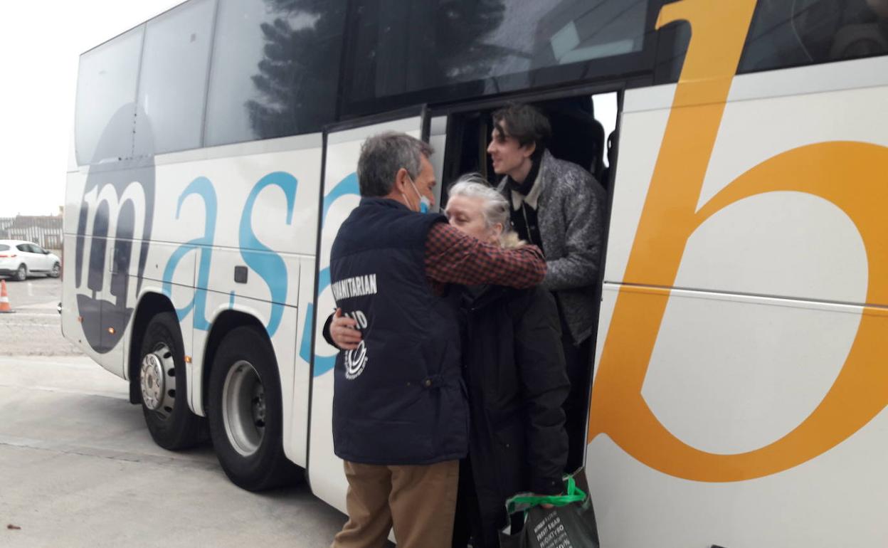 Los refugiados a su llegada a Valencia. 