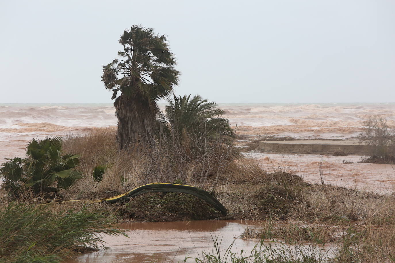 La fuerte lluvia ha afectado a los habitantes de las conocidas como casetes del Peixcadors, y el agua ha llegado incluso a las puertas de la ermita de Peixets y el centro comercial ha tenido que cerrar