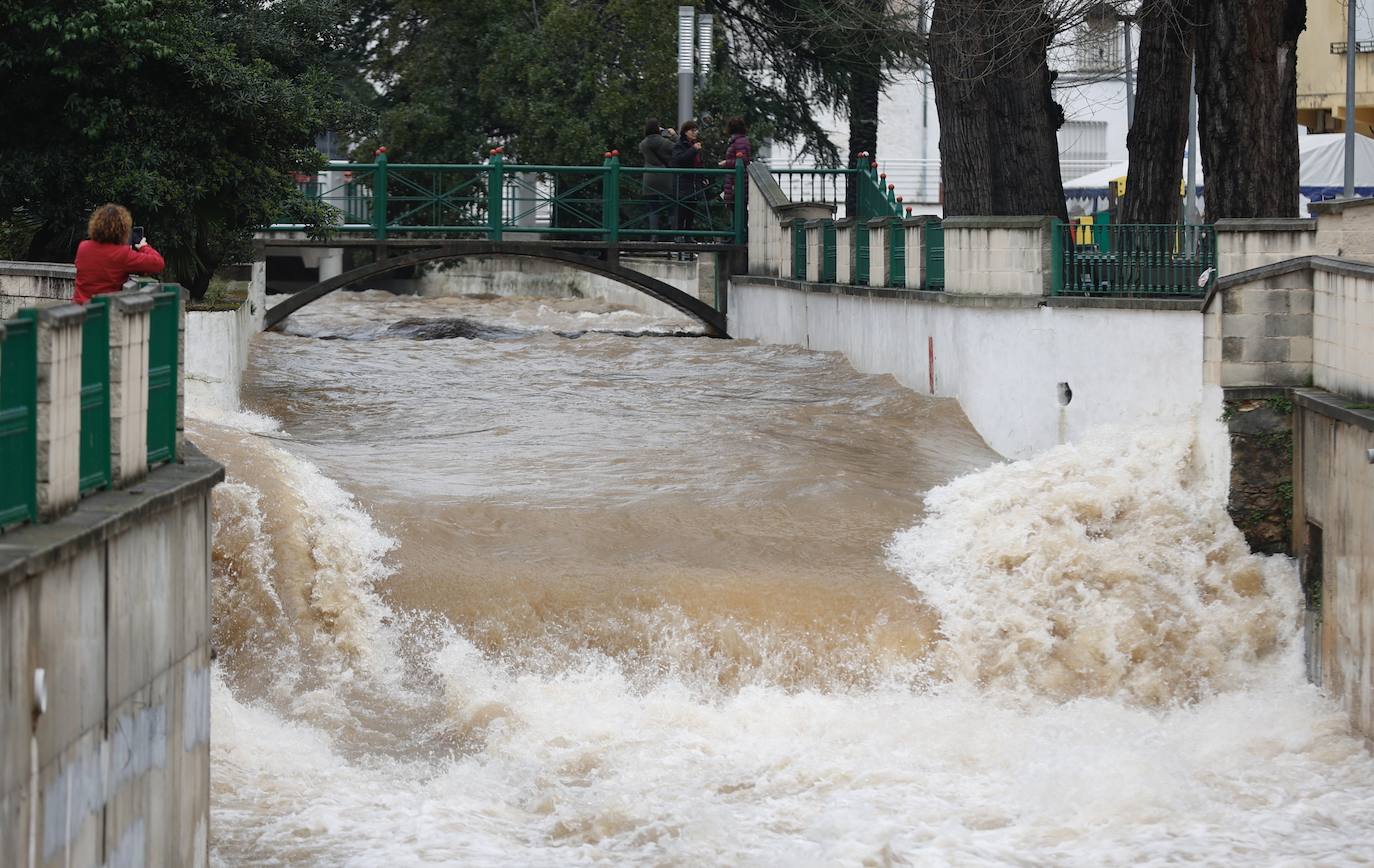 Tras nueve días consecutivos de lluvia, el río Vaca, a su paso por Simat de Valldigna, se ha desbordado. 