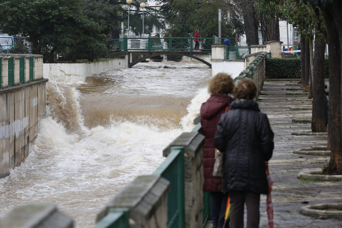 Tras nueve días consecutivos de lluvia, el río Vaca, a su paso por Simat de Valldigna, se ha desbordado. 