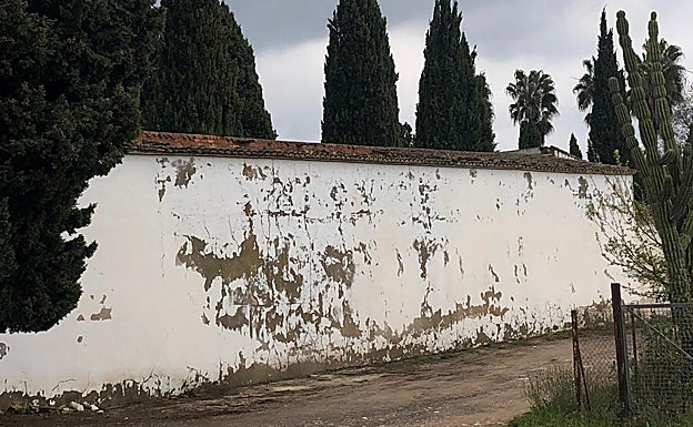 Uno de los tejados y muros afectados por las lluvias. 