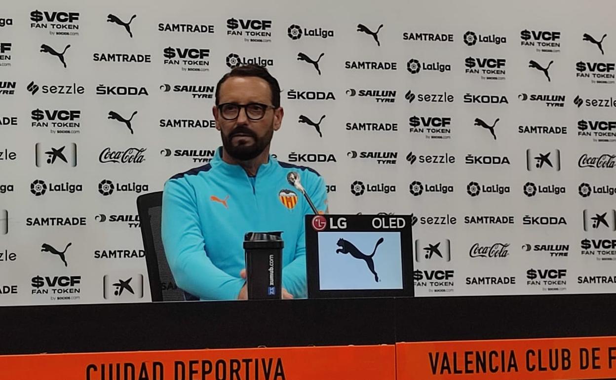 José Bordalás, en la sala de prensa de Paterna