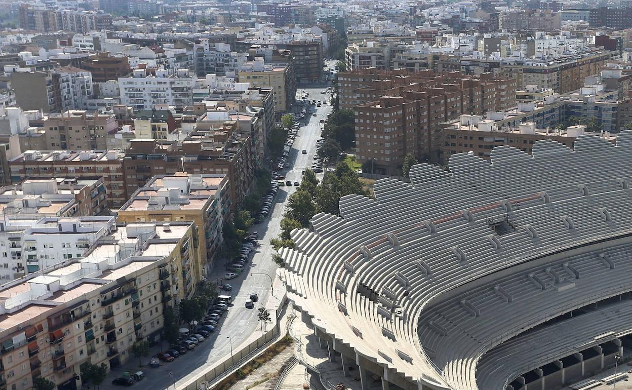 Vista aérea del nuevo Mestalla. 