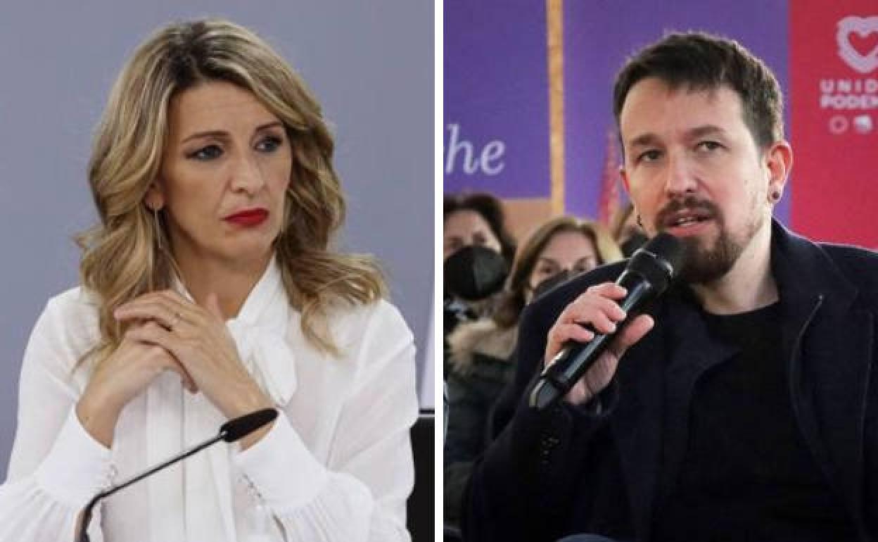 Yolanda Dïaz y Pablo Iglesias. 