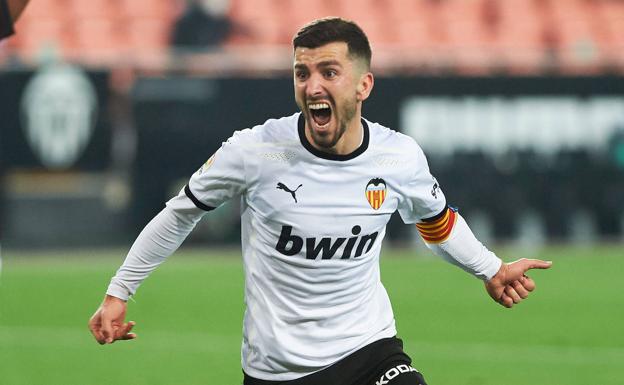 José Gayà, eufórico, en un partido de la temporada.