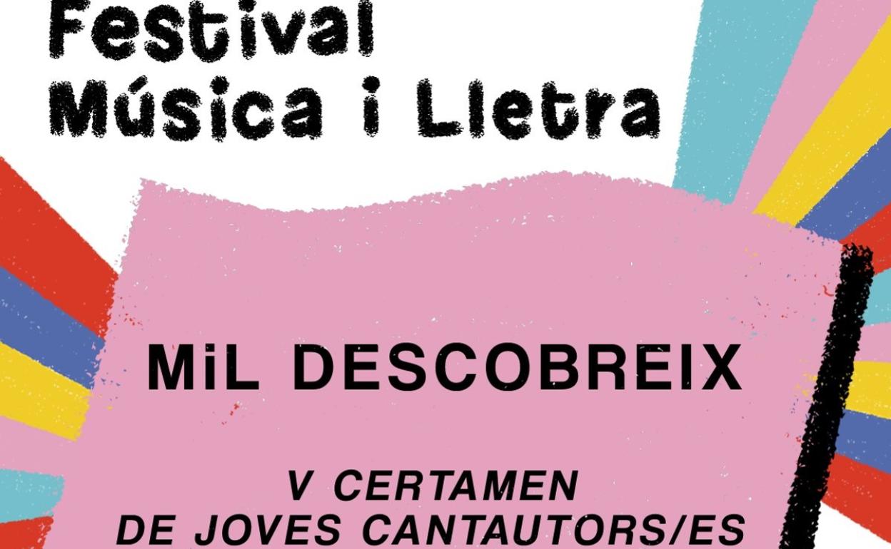 Cartel del Festival  MIL de Xàtiva para jóvenes cantautores. 