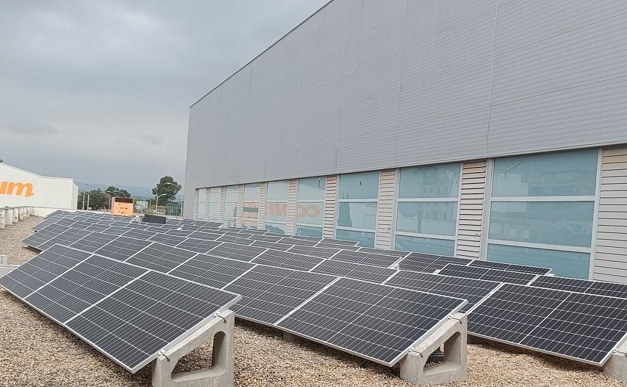 Placas solares en el pabellón de Almussafes. 