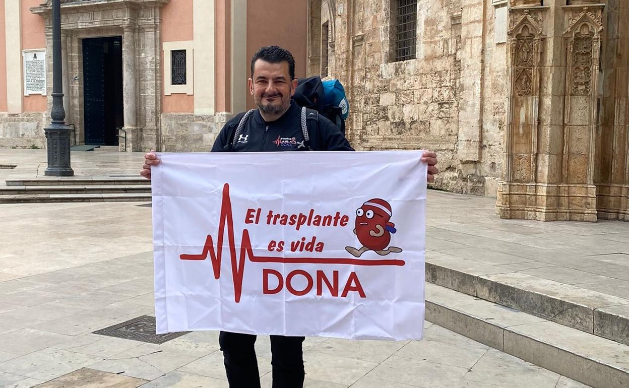 Javier Franco, el trasplantado de riñón que ha iniciado una marcha hasta Albacete por las donaciones. 