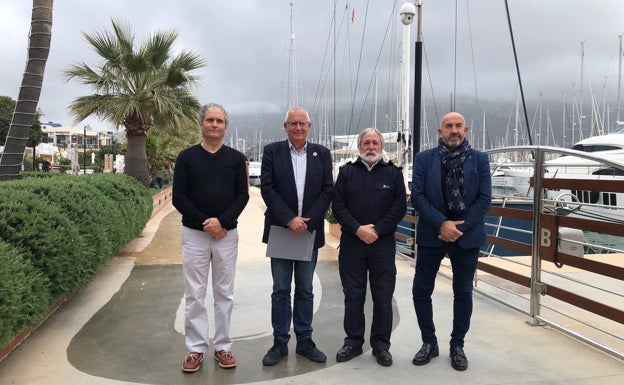 Toni Marí, Vicent Grimalt, Gabriel Martínez y Vicente Gandía el día de la presentación de la Feria del Vino. 