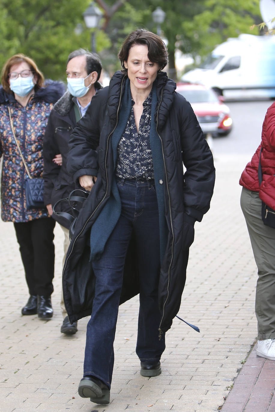 Aitana Sánchez Gijón llega al tanatorio San Isidro