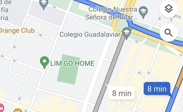 Imagen del mapa ofrecido por la plataforma 'Google Maps' al buscar la localización de Mestalla