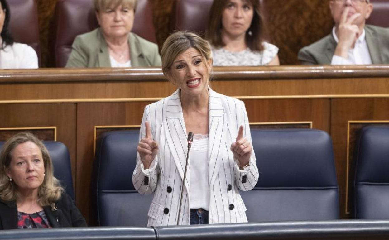 La vicepresidenta Yolanda Díaz, este miércoles en el Congreso. 