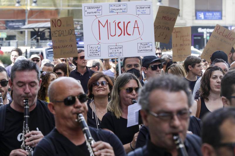 Imagen de la manifestación de docentes en el centro de Valencia. 