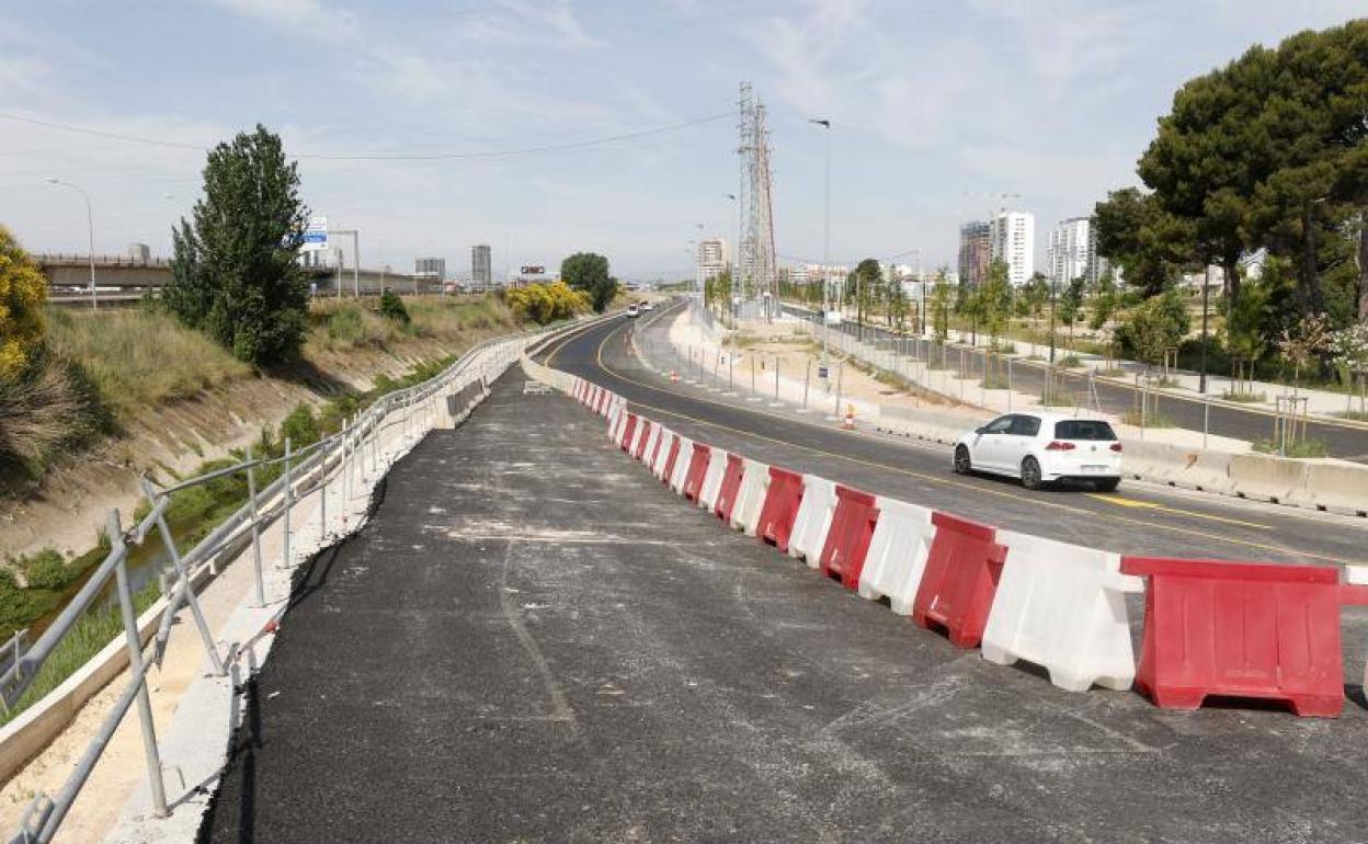 Zona en obras que da acceso a la V-30 de Valencia. 