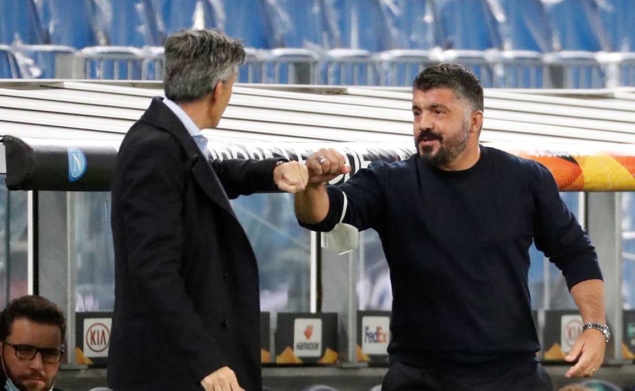 Gattuso, al frente del Nápoles ante la Real Sociedad.