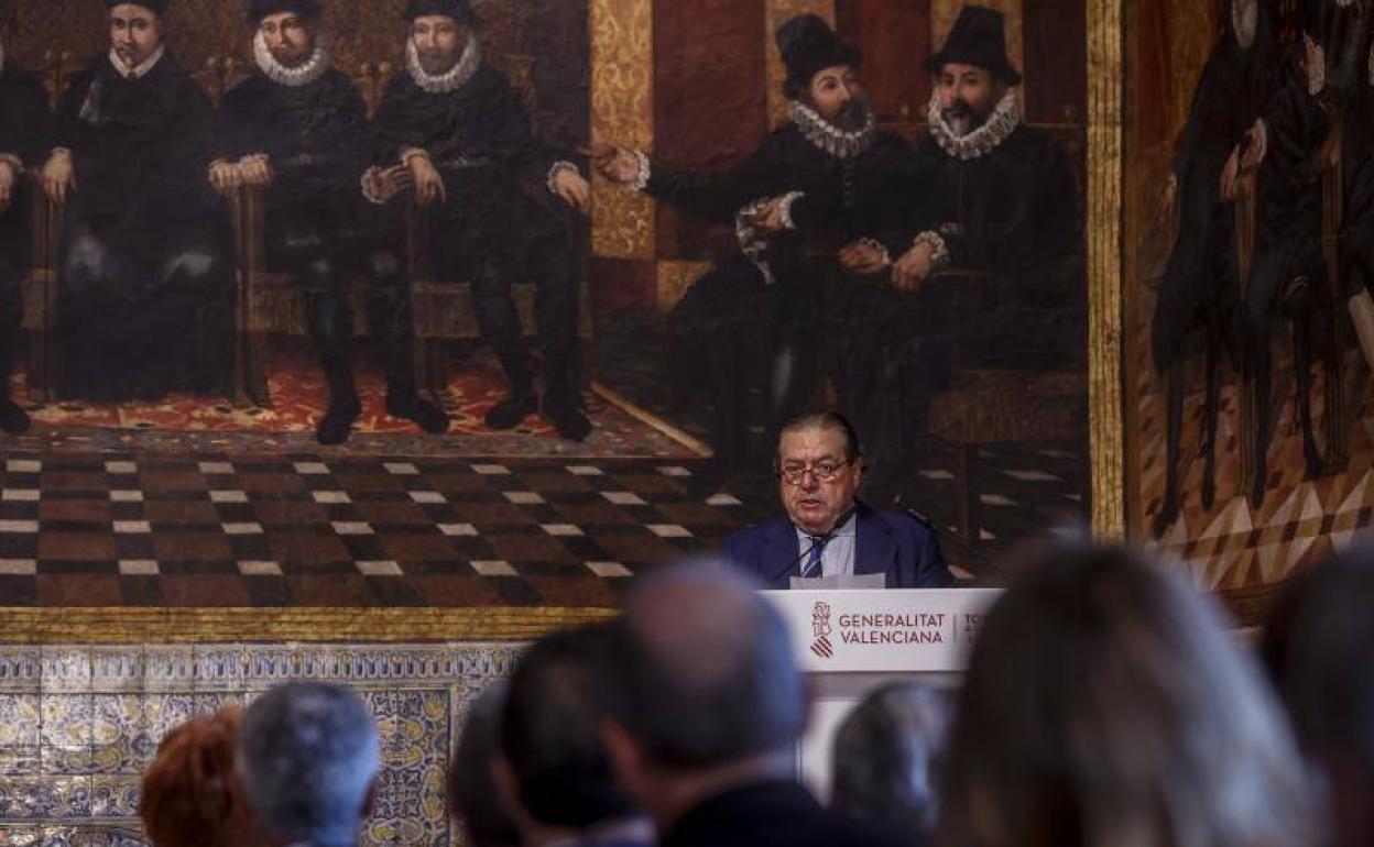 El vicepresidente de la Fundación Premios Rei Jaume I, Vicente Boluda, durante el acto de proclamación de ganadores de los Premios Rei Jaume I 2022. 