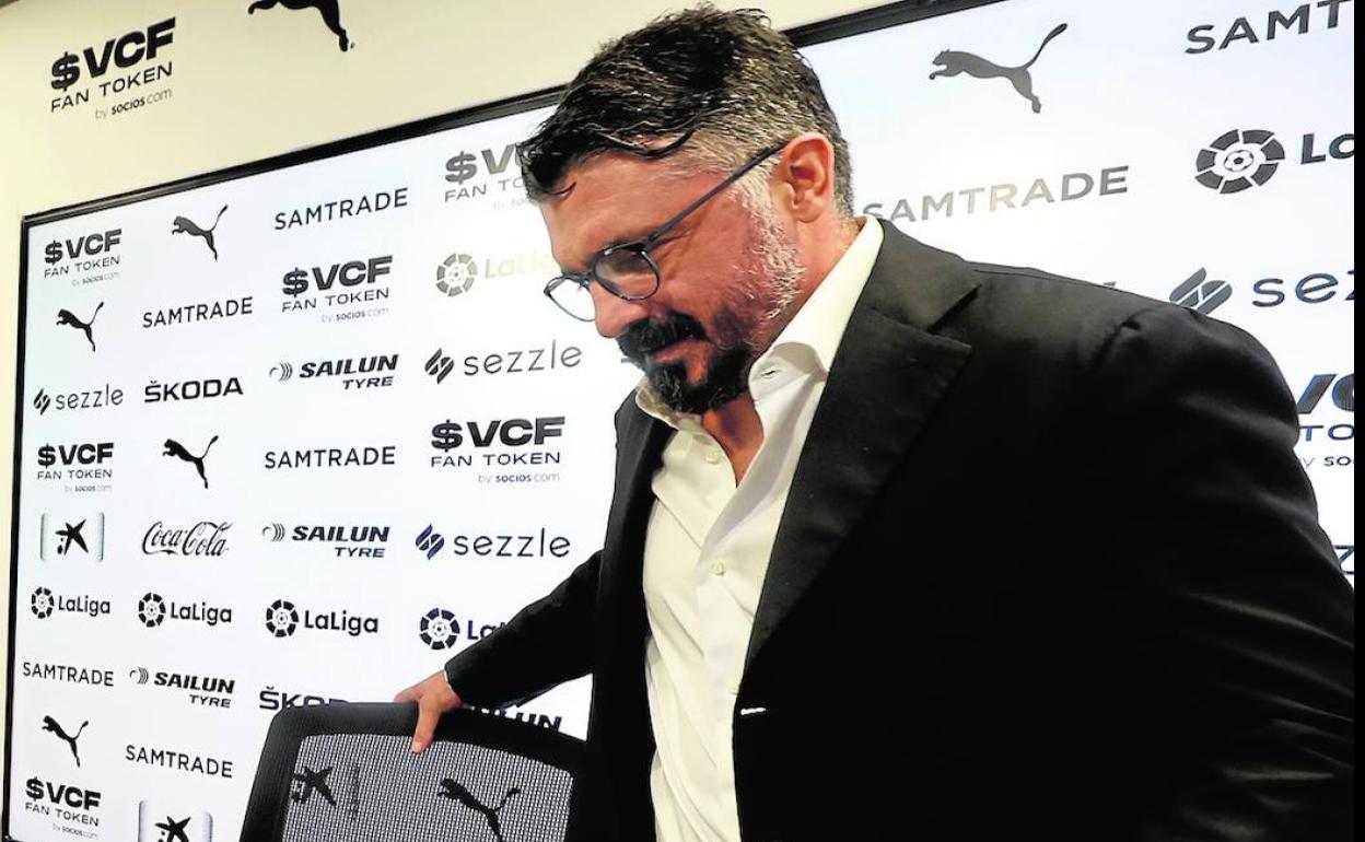 Gattuso, en su presentación como nuevo entrenador del Valencia.