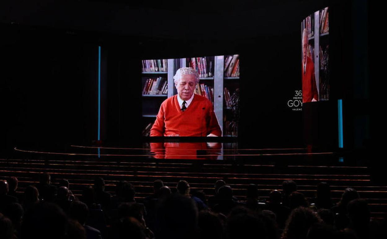 Imagen de Berlanga en la última gala de los Premios Goya celebrada en el Palau de les Arts. 