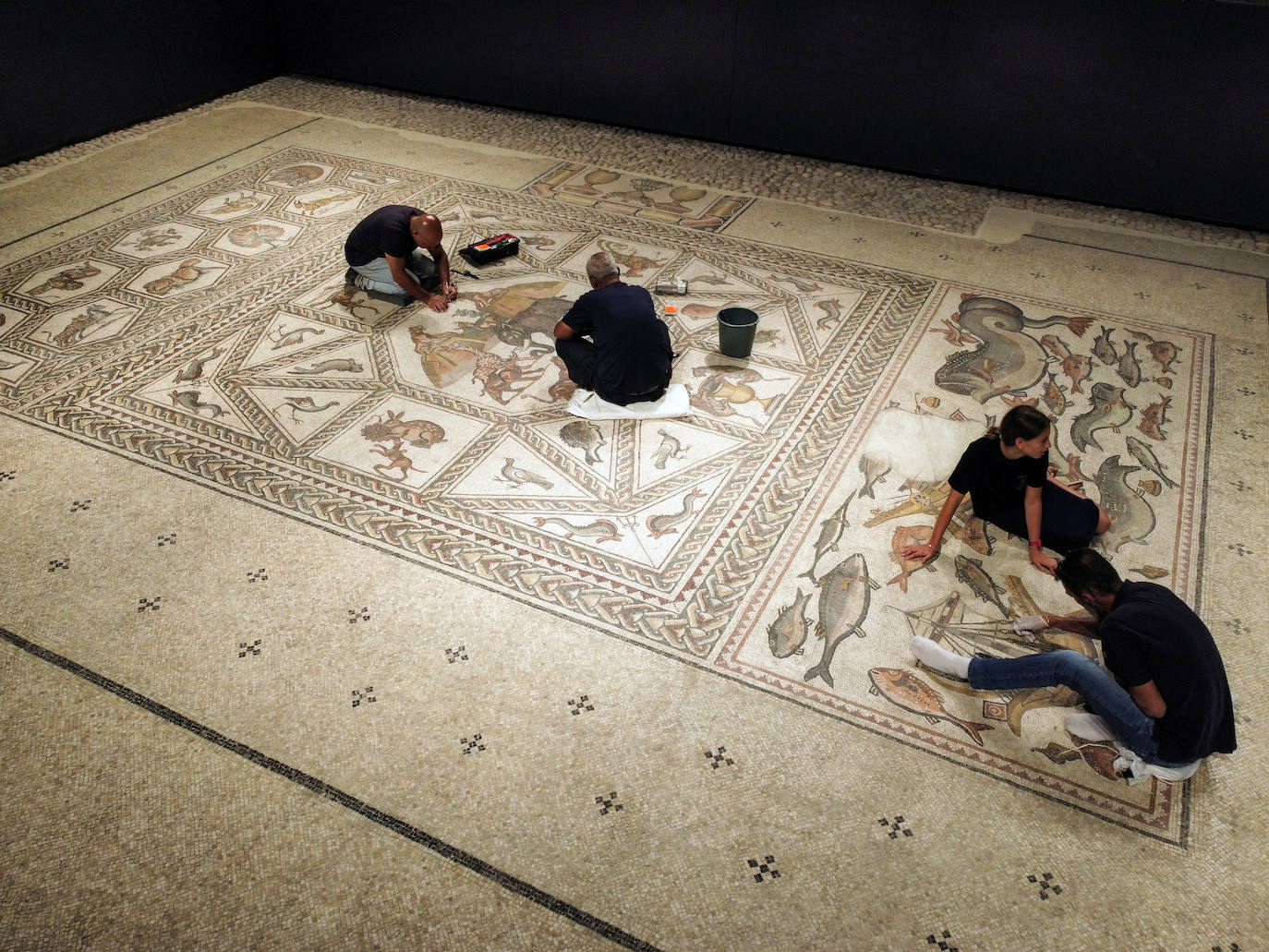 Fotos: Un excepcional mosaico de 1.700 años de antigüedad se expone al público desde esta semana