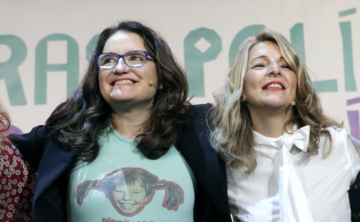 Mónica Oltra y Yolanda Díaz, en noviembre en Valencia. 