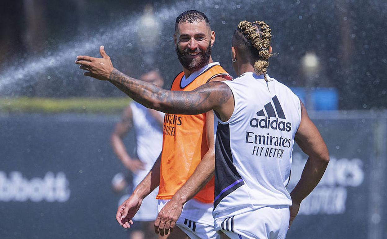 Benzema, durante un entrenamiento en Las Vegas. 