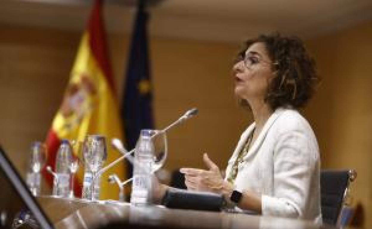 La ministra Montero, al término de la reunión de este miércoles. 