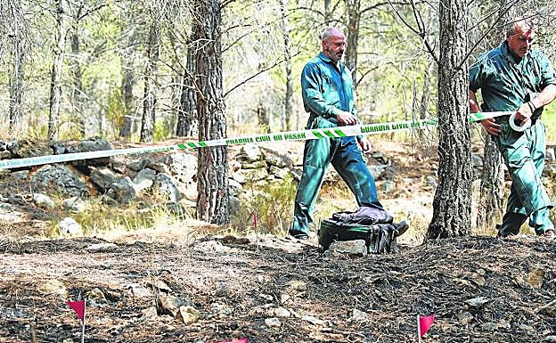Imagen principal - Así es la labor de los agentes de la Guardia Civil durante la extinción de un fuego. 