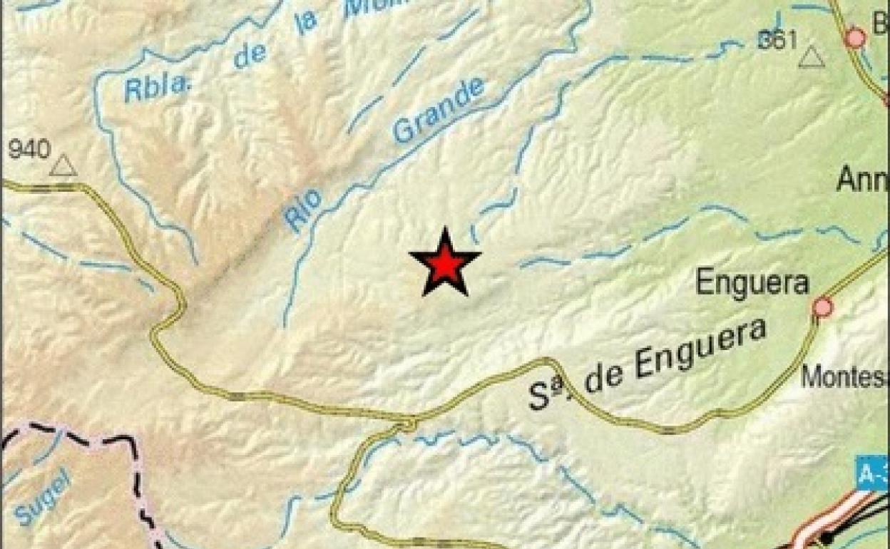 Epicentro del terremoto detectado en Enguera por el IGN. 