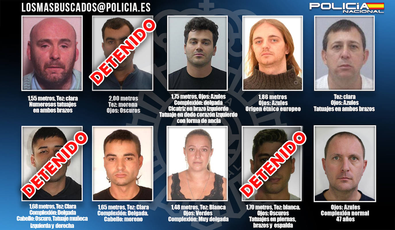 Los diez fugitivos más buscados en España.