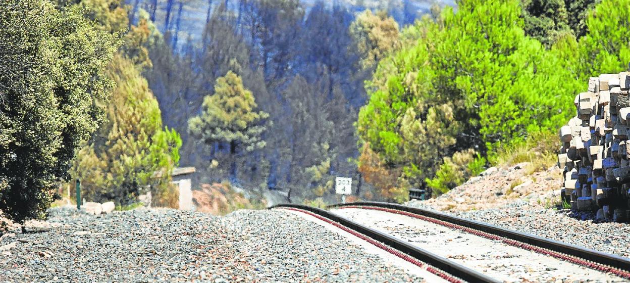 Parte del trazado ferroviario en la zona del incendio. iván arlandis