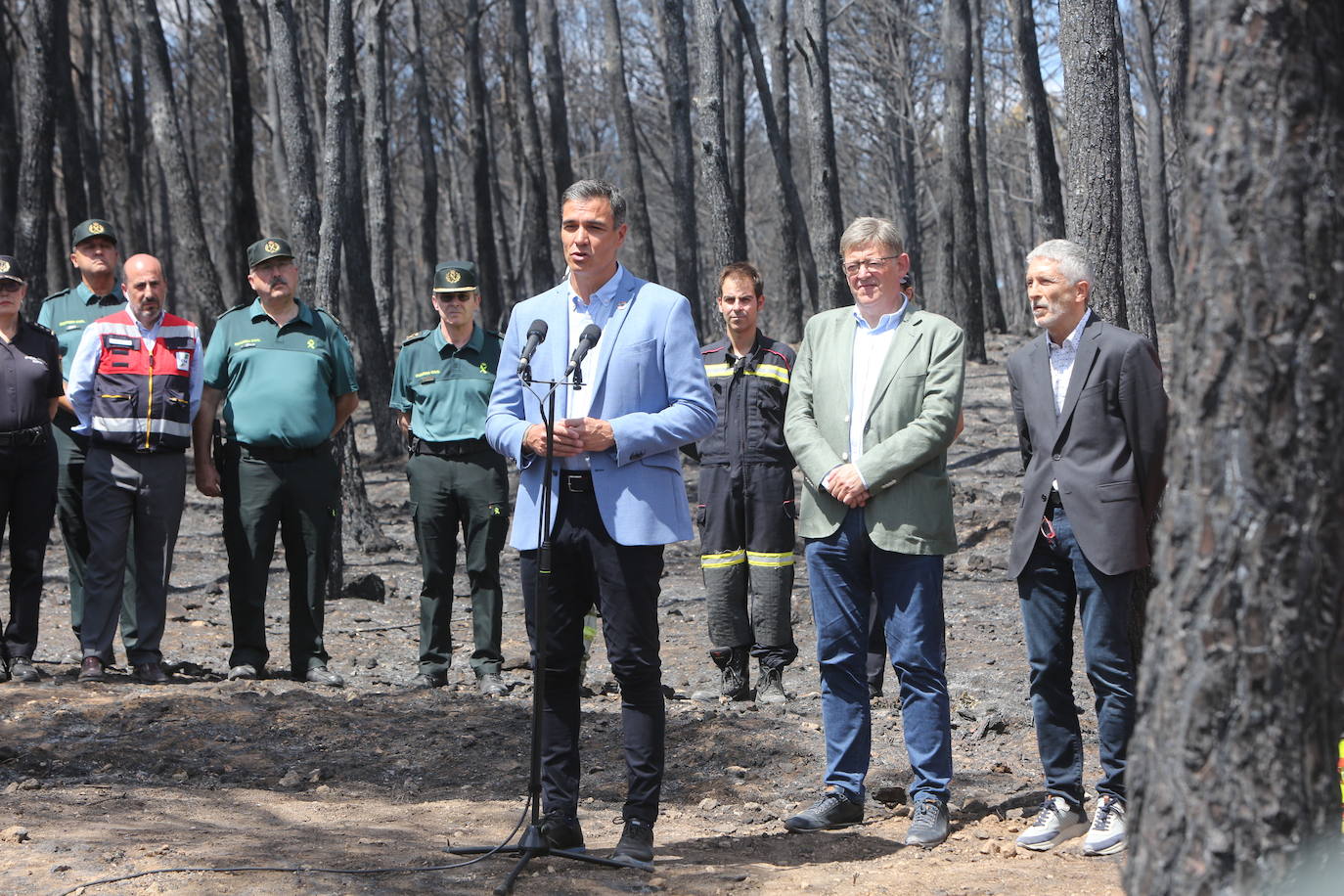 Fotos: Pedro Sánchez visita la zona afectada por el incendio de Bejís