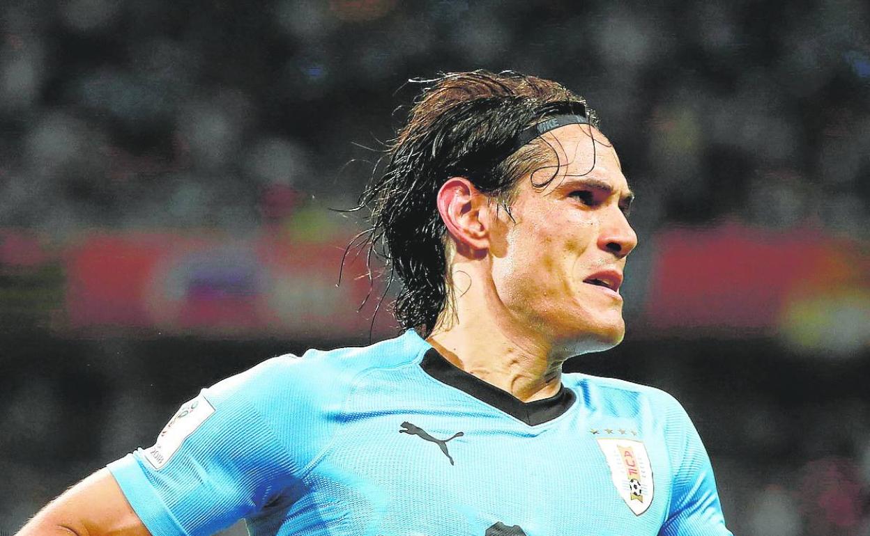 Cavani, en un partido con la selección de Uruguay.