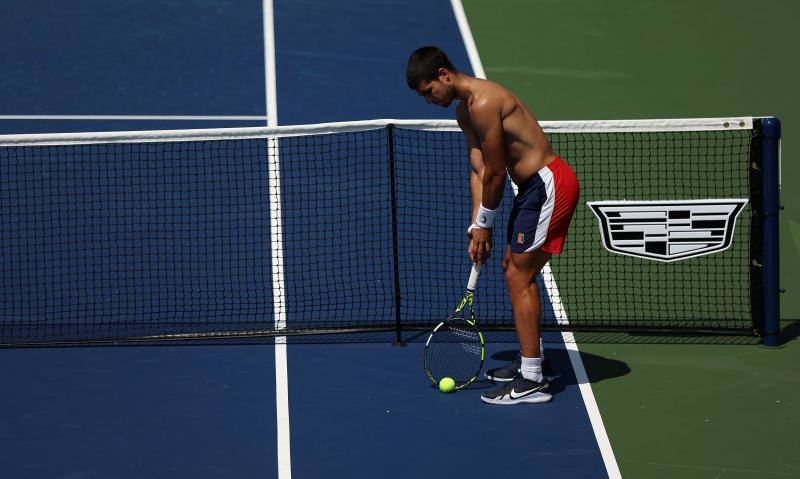 US Open: cambio físico de Alcaraz |  Fotos: Alcaraz prepara su debut en el US Open exhibiendo su gran estado físico