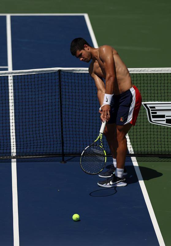 US Open: cambio físico de Alcaraz |  Fotos: Alcaraz prepara su debut en el US Open exhibiendo su gran estado físico