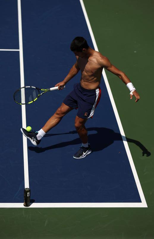 US Open: cambio físico de Alcaraz |  Fotos: Alcaraz prepara su debut en el US Open exhibiendo su gran estado físico