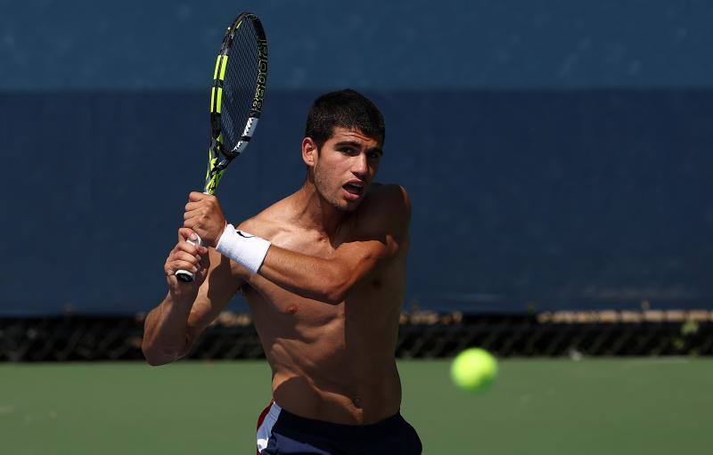 US Open: cambio físico de Alcaraz |  Fotos: Alcaraz prepara su debut en el US Open exhibiendo su gran estado físico