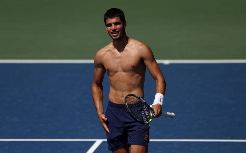 US Open: cambio físico de Alcaraz |  Fotos: Alcaraz prepara su debut en el US Open exhibiendo su gran estado físico