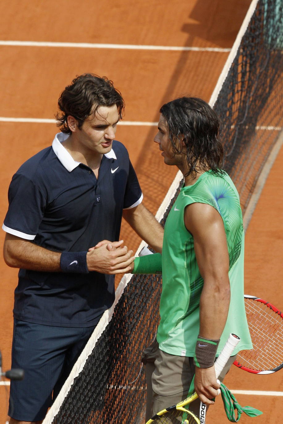 Federer y Nadal en la edición de Roland Garros de 2008.