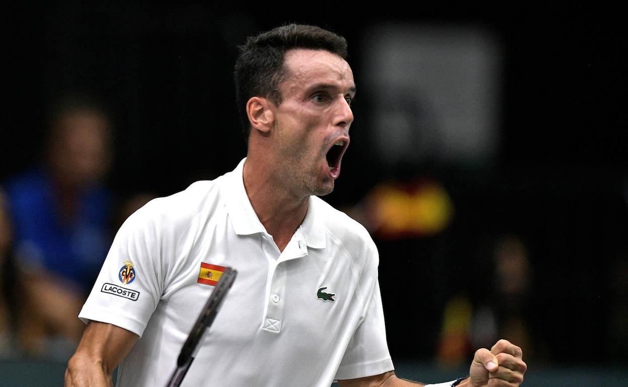 Roberto Bautista, durante el partido en la Copa Davis. 