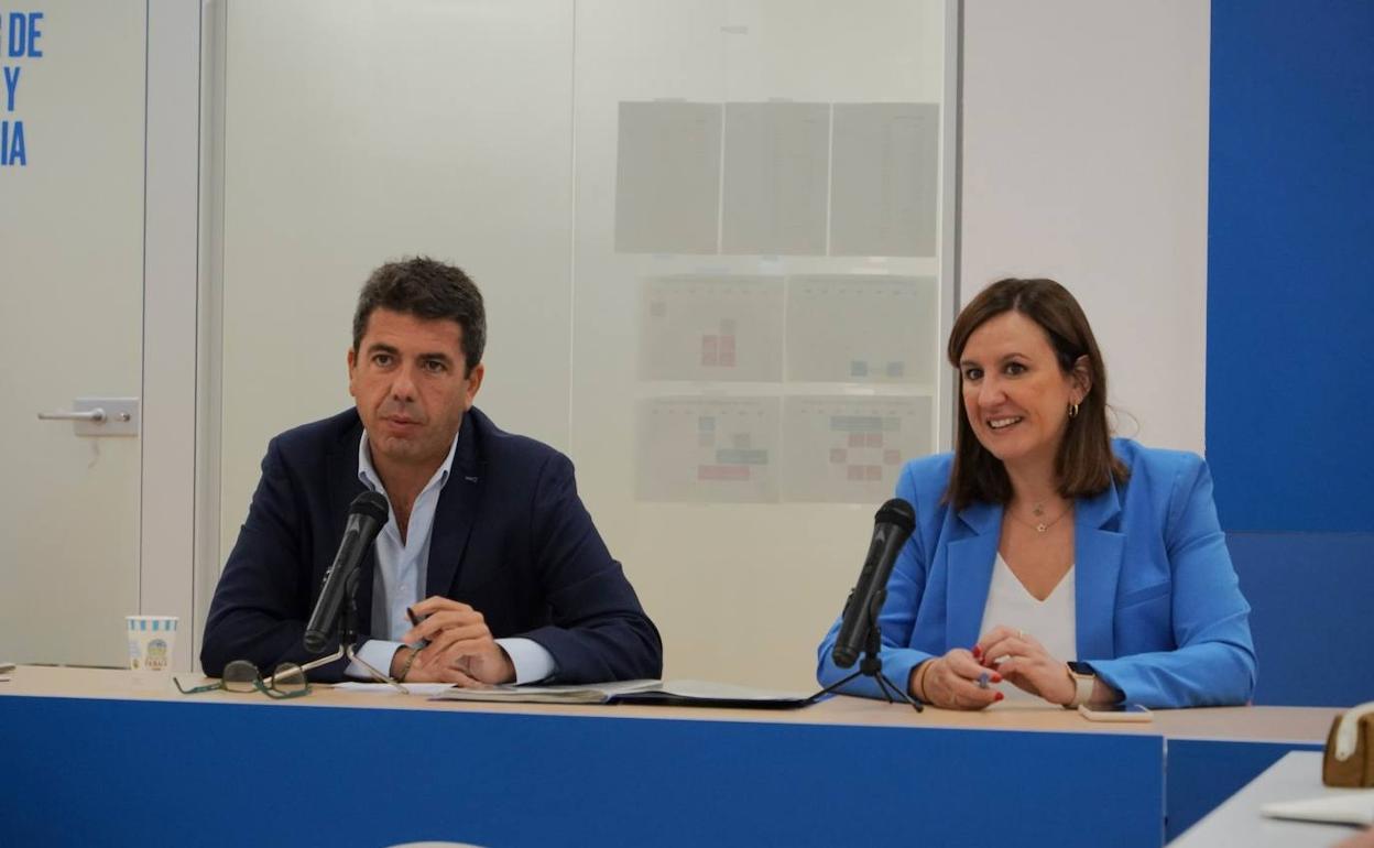 El presidente del PPCV, Carlos Mazón, junto a la secretaria general, María José Catalá 