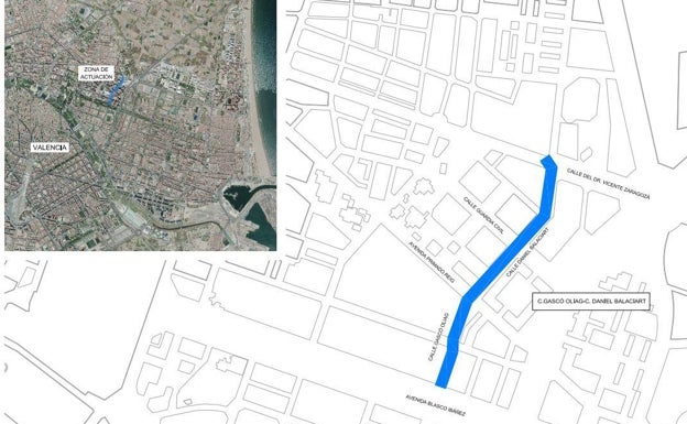 Itinerario del carril bici en Gascó Oliag. 